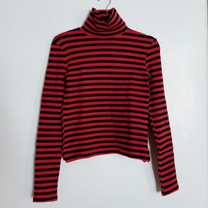 STYLENANDA Two Tone Striped Turtleneck